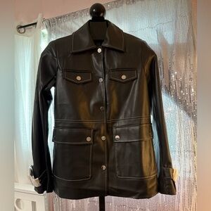 NWT WeWoreWhat Black Vegan Leather Western Women's Jacket, Sz XXS🖤